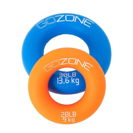 Paquet de 2 anneaux de renforcement des mains GoZone – Bleu/orange En silicone durable