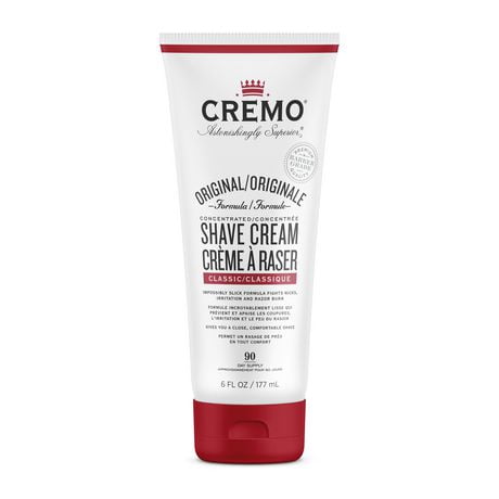 Crème à raser Cremo originale et onctueuse qui protège contre le feu du rasoir, les entailles et les coupures 177 ml (6 FL OZ)