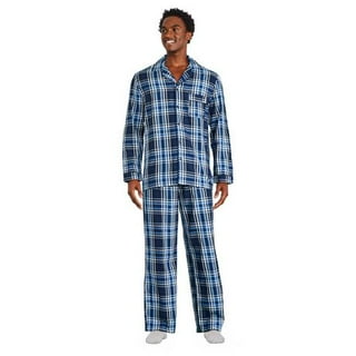 Mens Long Sleeve Sleepwear Set，Winter Cotton Pajamas Men Sleepwear Homewear  Dark Blue Plaid Pyjama Homme Korean Warm Cotton Pijamas Top +Pant Leisure :  : Clothing, Shoes & Accessories