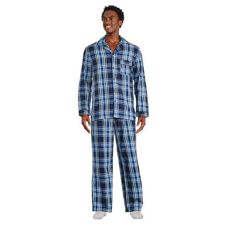 George Men's Notch Collar Pajama 2-Piece Set