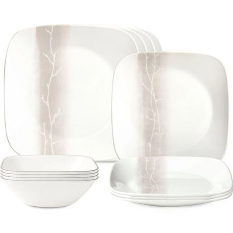 Corelle® Vitrelle® Studio Square Wandering Grove 12-piece Dinnerware Set, Corelle Wandering Grove 12pc