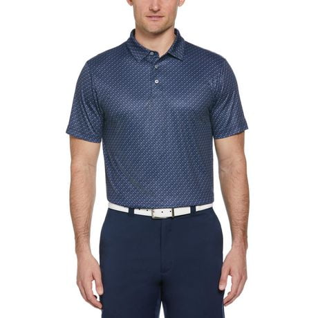 PGA TOUR Men's Stretch Short Sleeve Printed All Over Geo Golf Polo