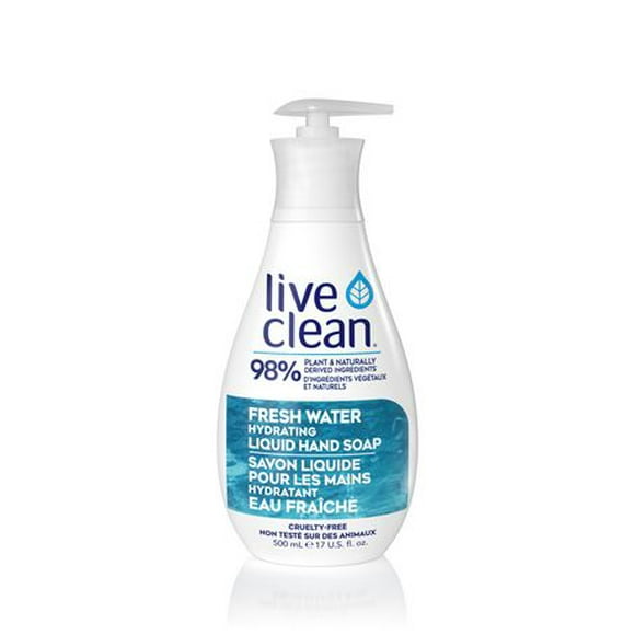Live Clean Savon liquide pour les mains Eau Fraîche 500 ml, savon liquide pour les mains