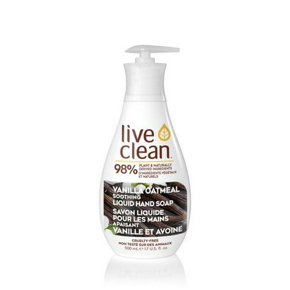 Live Clean Savon liquide pour les mains apaisant vanille et avoine 500 ml, savon liquide pour les mains