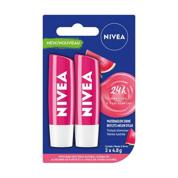 NIVEA Baume à Lèvres Pastèque Hydration 24h, 2x 2 x 4,8g