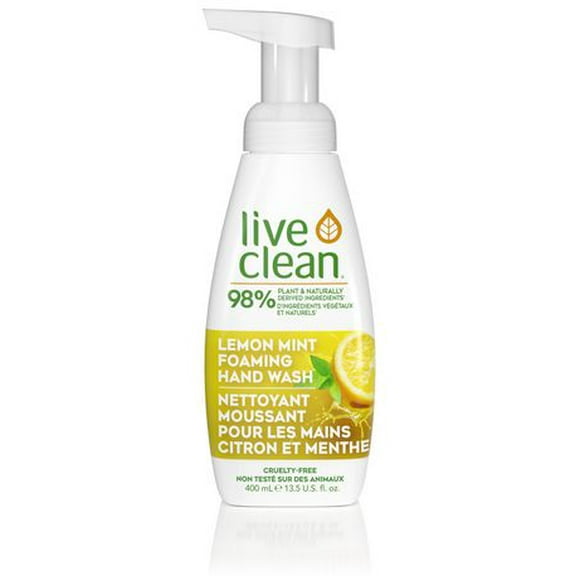 Live Clean Nettoyant moussant pour les mains citron et menthe 400 mL, Foaming Hand Wash
