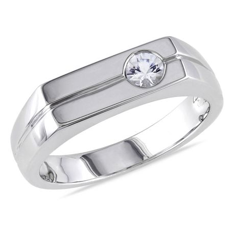 Miabella 1/3 Carat T.G.W. White Sapphire Sterling Silver Men's Ring