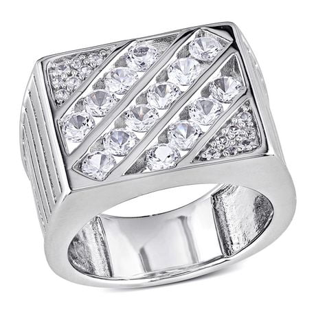 Miabella 1-4/5 Carat T.G.W. Created White Sapphire Sterling Silver Men's Ring