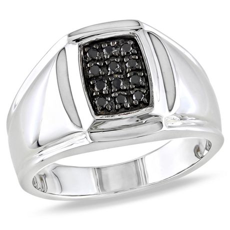 Asteria 1/5 Carat T.W. Black Diamond Sterling Silver Men's Ring ...