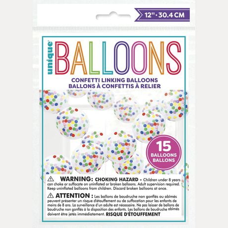 Rainbow Confetti Linking Balloon Garland Kit, 15pc, Includes 15 linking balloons
