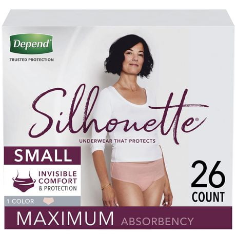 Culottes d’incontinence Depend Silhouette pour femmes, absorption maximale, G, rose, emballage de 20 DEPEND SIL MAX L 20