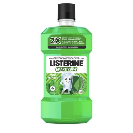 Listerine Smart Rinse Menthe, rince-bouche pour enfants, avec fluorure, anticarie , sans alcool 500 mL