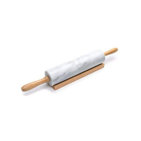 Sunwealth Crafted Natural Marble Rolling Pin with Wood Cradle