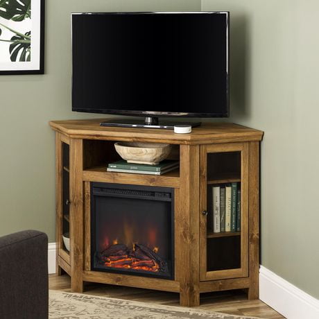 Walker Edison Barnwood Wood Corner Fireplace Media TV
