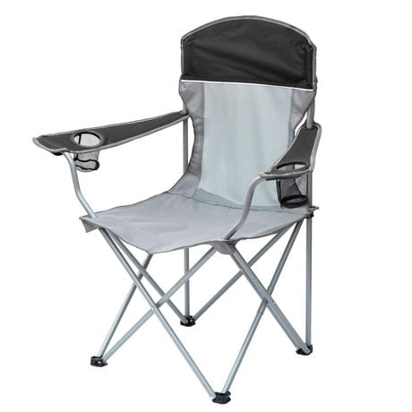 Ozark Trail Comfort Mesh Chair with sturdy steel frame, mesh back for air movement, phone holder, mesh cup holder and anti slip feet, size: 32.1 in. W x 20.5 in. D x 38 in. H