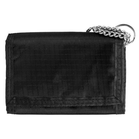 Portefeuille à trois plis en nylon de R70 avec chaîne pour hommes en noir