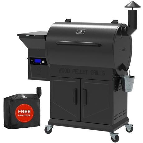 Z GRILLS ZPG-700D7 694 sq. in. Wood Pellet Grill and Smoker 8-in-1 BBQ Black