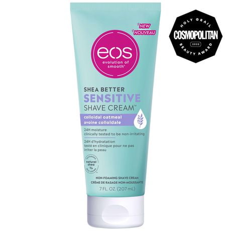 eos Shea Better Sensitive Shave Cream™, Sans Parfum, Avoine Colloïdale, 24H d'hydration