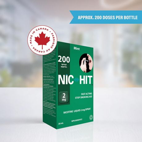 NIC HIT Spray , Quit Smoking Aid, Mint,  2 mg Nicotine