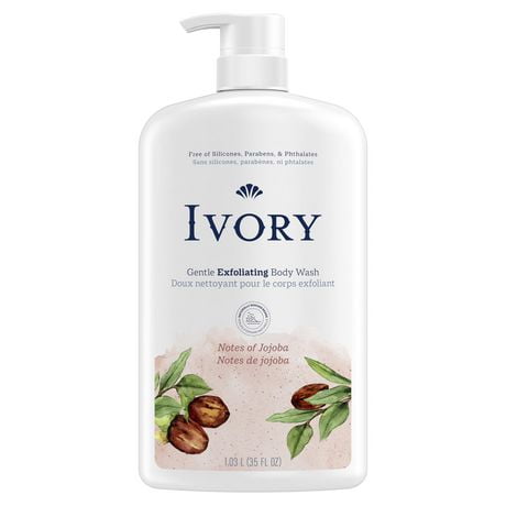Ivory Gentle Exfoliating Body Wash, Notes of Jojoba Scent
