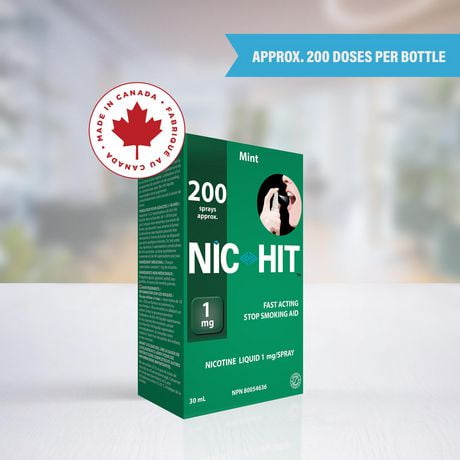 NIC HIT Spray, Quit Smoking Aid,  Mint, 1 mg Nicotine