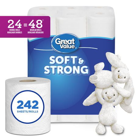Great Value Soft & Strong Bathroom Tissue – 24 rolls, 242 tissues per roll