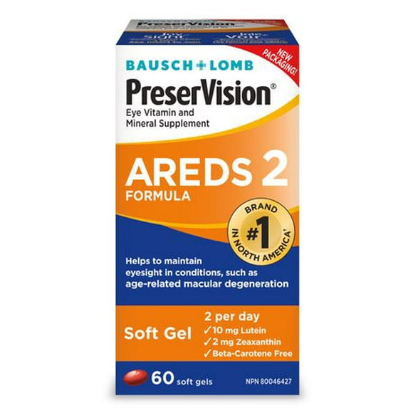 Bausch + Lomb PreserVision Eye Vitamin & Mineral Supplement AREDS 2, 60 Soft Gels