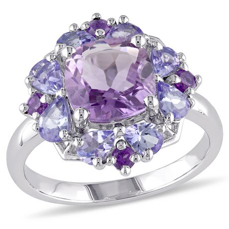 Tangelo 3 Carat T.G.W. Amethyst And Tanzanite Sterling Silver HALO ...