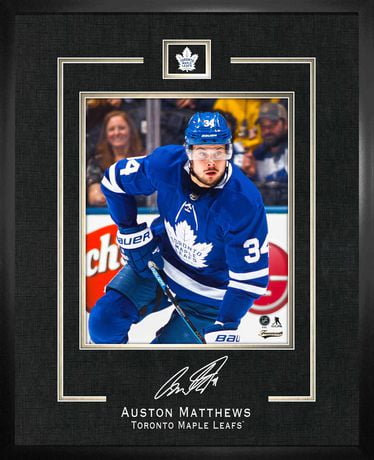 Auston Matthews Toronto Maple Leafs Hockey Signed 16x20 Suede Matting with  Etch Bar Frame