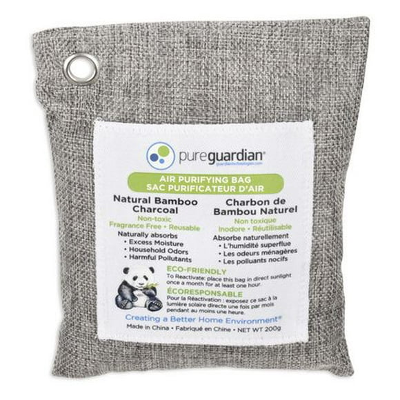 PureGuardian CB200 200G sacs de charbon de bambou purificateur d’air, réducteur d’odeurs naturel et écologique