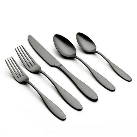 ORNATIVE Ellie 20-Piece Matte Black Stainless Steel Flatware Set for 4 ...