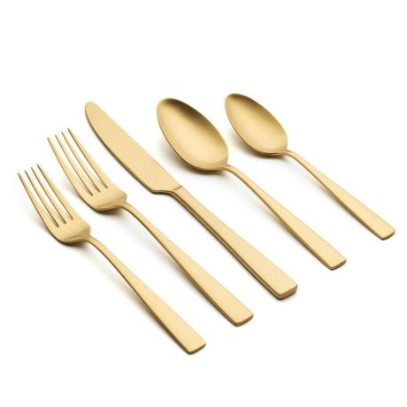 ORNATIVE Rena 20-Piece Matte Gold Stainless Steel Flatware Set for 4 ...