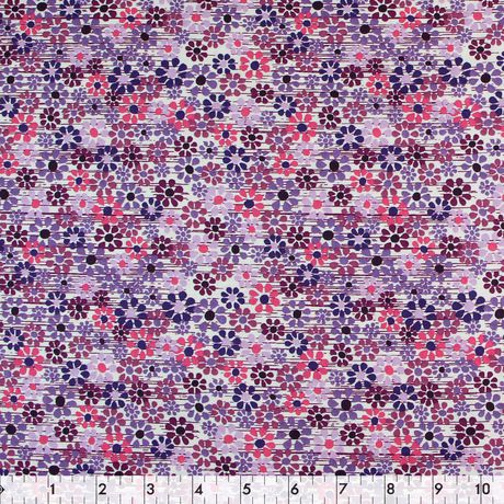 Fabric Creations White Purple Painted Flowers Cotton Fabric by the ...
