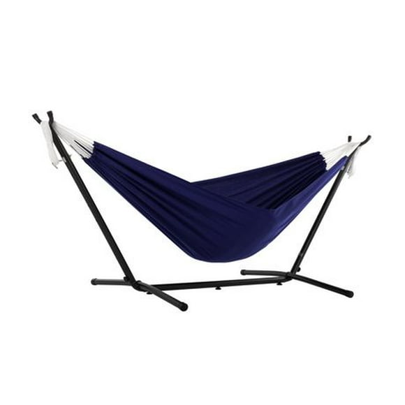 Vivere's Combo - Polyester Royal Blue Hammock with Stand (9ft)