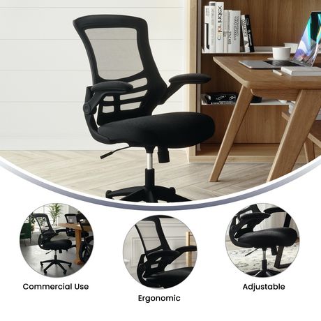 Flash Furniture Mid Back Black Mesh Swivel Task Chair With Flip Up
