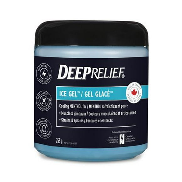 Deep Relief Ice Gel, Soulagement des douleurs musculaires et articulaires, Réduit l'inflammation, 255 g Gel anti-douleur glacé, 255 g