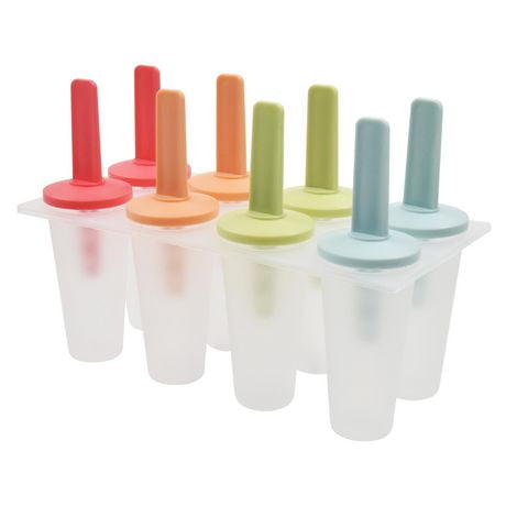 Mainstays Plastic Ice Pop Mold, 9 Piece Set, 8 Popsicles