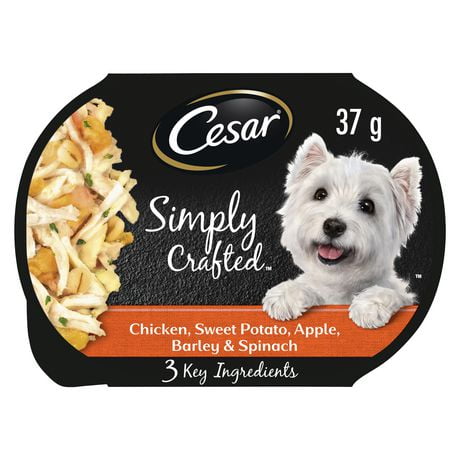 Cesar Simply Crafted Chicken, Sweet Potato, Apple, Barley & Spinach Adult Wet Dog Food, 37g