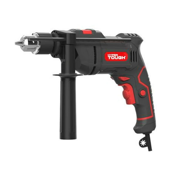 Hyper Tough 6-Amp 1/2-Inch Corded Hammer Drill, Keyed Chuck, TD6HD, Detachable auxiliary handle