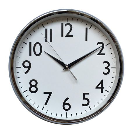Hometrends Chrome Contemporary Wall Clock, 11.7 in. Dia./1 x 1.8 in. D/1