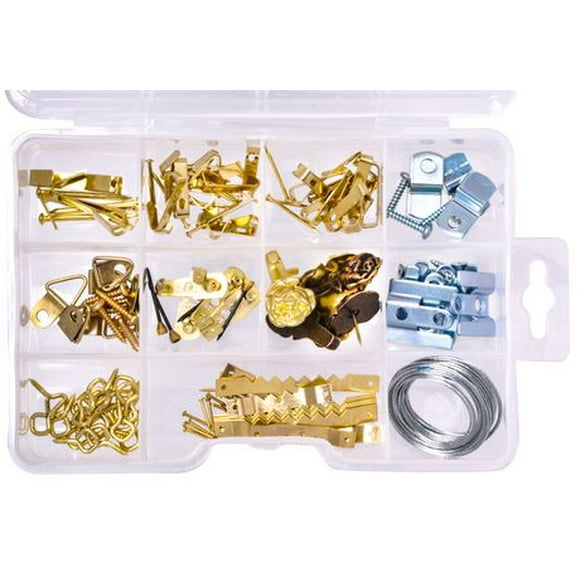 Hardware Essentials Brass Picture Hanging Kit, 136 pieces, Assorted