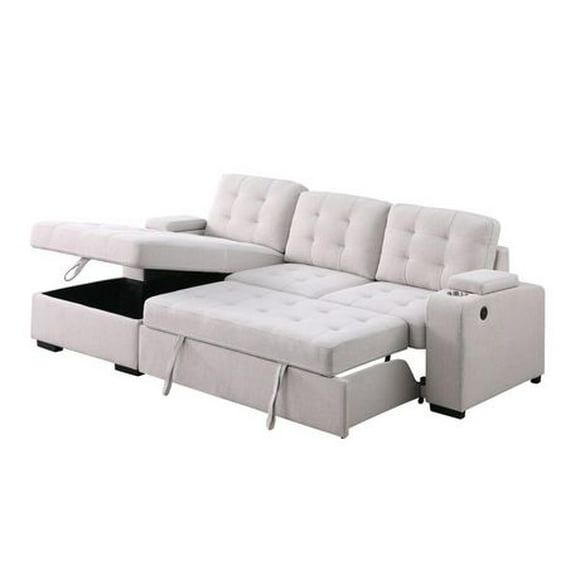 Canapé-lit d'angle Davie LHF, Beige
