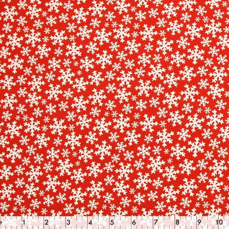 Fabric Creations Red with White Christmas Snowflakes Cotton Fabric by ...