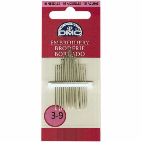 DMC Embroidery Needles Sizes 3-9, 16 pcs