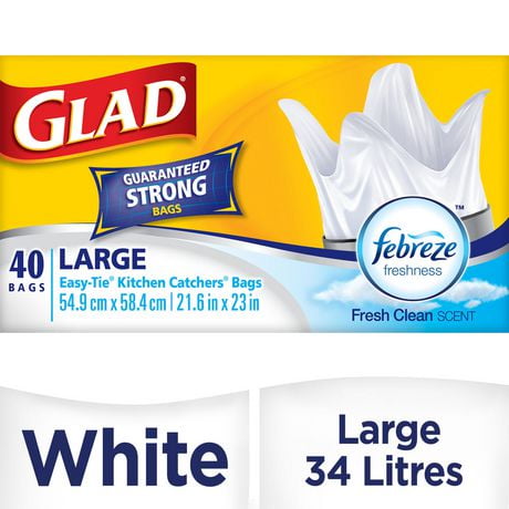 Glad Easy-Tie Kitchen Catchers Garbage Bags- Large White