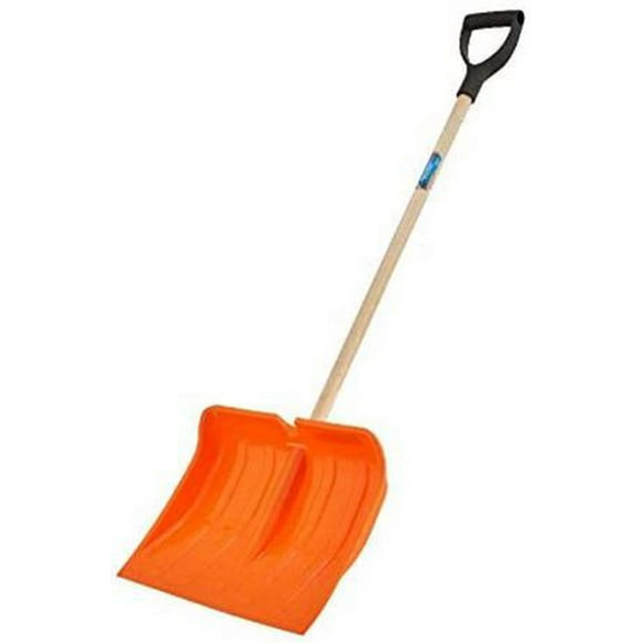 Superio Heavy Duty Snow Shovel with Wooden Handle - 16-in - Red