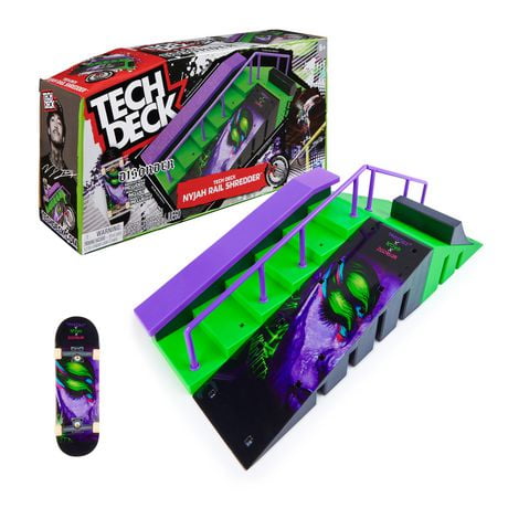 Tech Deck, Nyjah Rail Shredder Skatepark, X-Connect Park Creator, Customizable Ramp Set with Exclusive Fingerboard, Kids Toy for Ages 6 and up, Fingerboard Playset