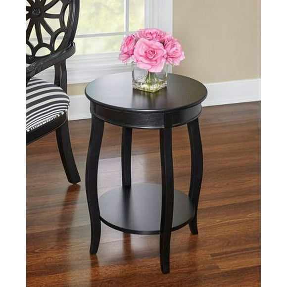 Powell Black Round Table with Shelf