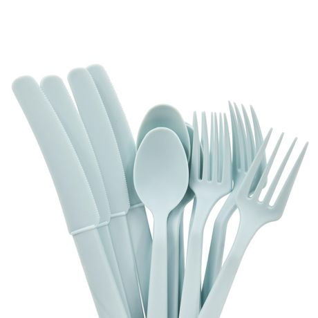 Mainstays Plastic Utensil Set, 12 Pieces Set, Colors may vary