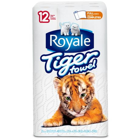 Essuie-tout Tiger Towel de ROYALE(MD) à feuilles complètes à 2 épaisseurs